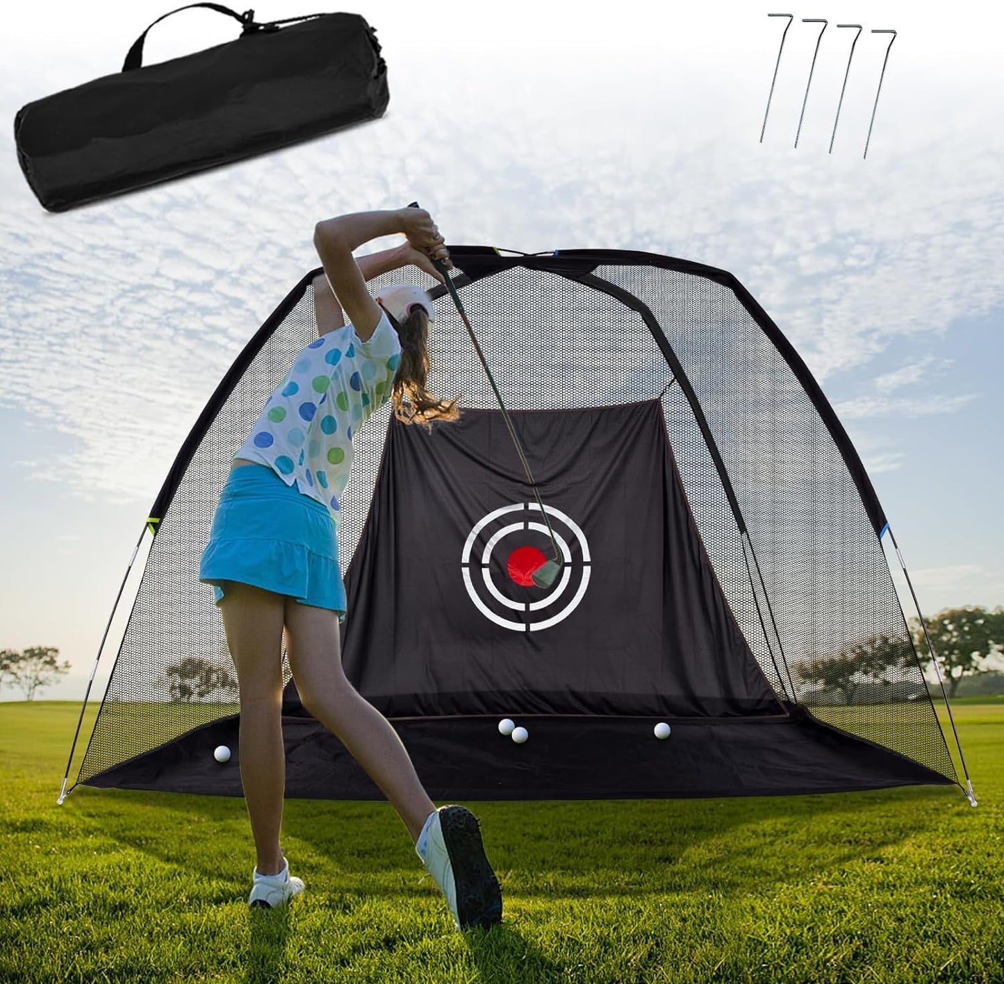 Golf Practice Hitting Net โ 10x6x7 FT Backyard Driving Net with Target