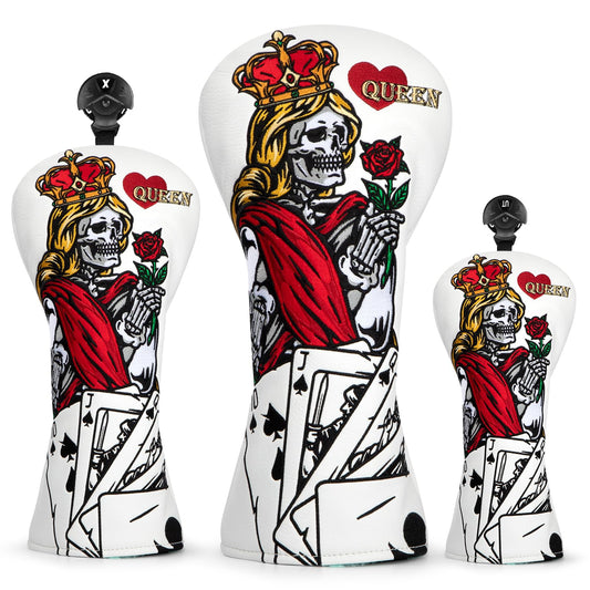 Poker Queen Golf Driver & Fairway Wood Head Covers – 3-Piece Set