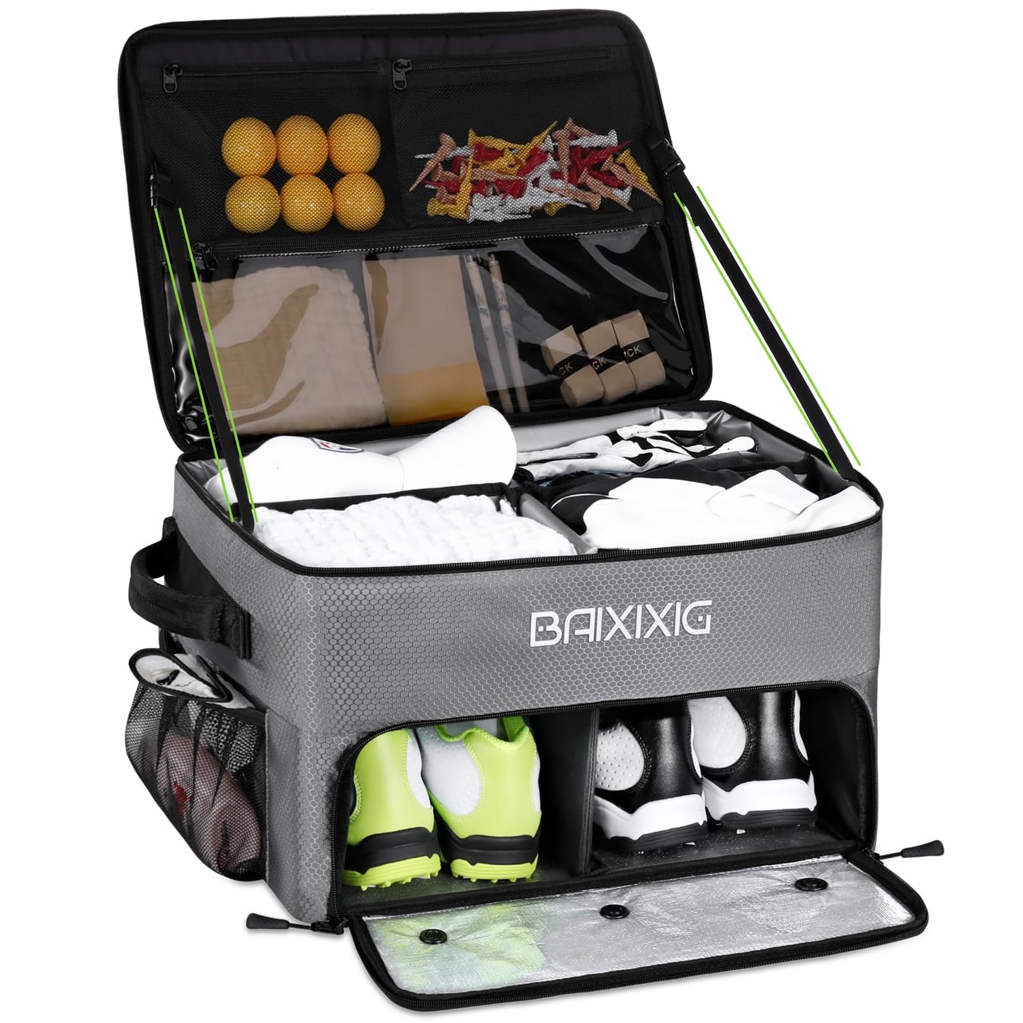 Golf Trunk Organizer with Shoe Compartment – 2-Layer Waterproof Car Golf Locker