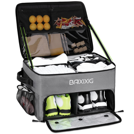 Golf Trunk Organizer with Shoe Compartment – 2-Layer Waterproof Car Golf Locker